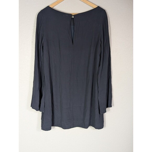Free People Dress Womens Small Navy Blue Long Split Flowy Sleeve Relaxed Mini - Picture 2 of 7